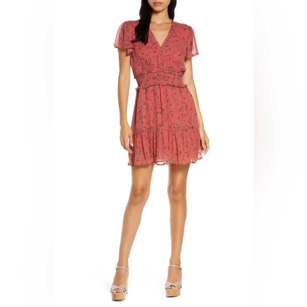 PAIGE Giannina Floral Smocked Silk Mini Dress